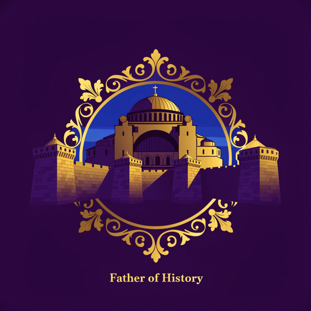Hagia Sophia behind the walls of Constantinople, in a gold frame